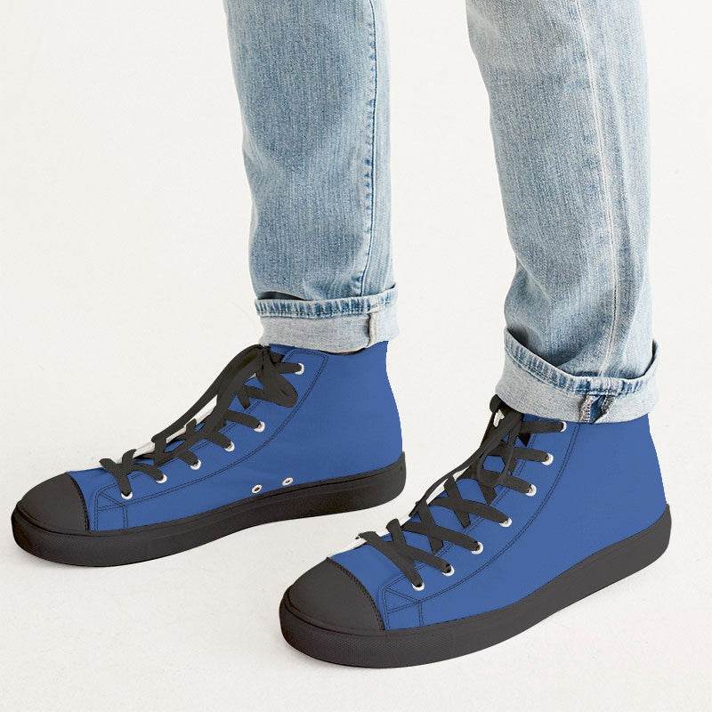 Blue Men's High-Top Canvas Sneakers (IB1-CL-ME) - Man CloseUp