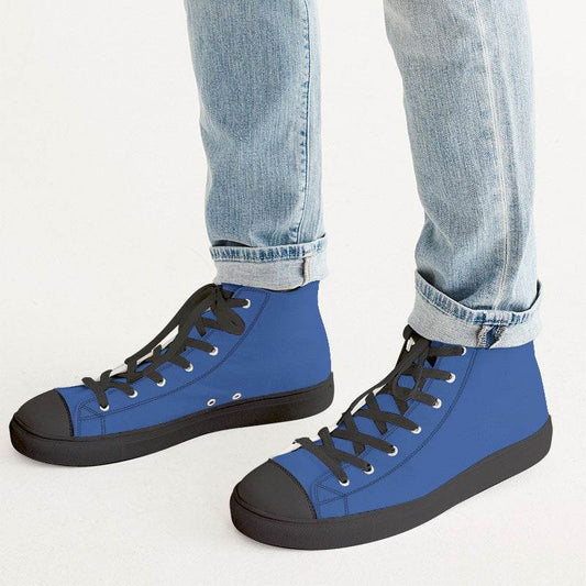 Blue Men's High-Top Canvas Sneakers (IB1-CL-ME) - Man CloseUp