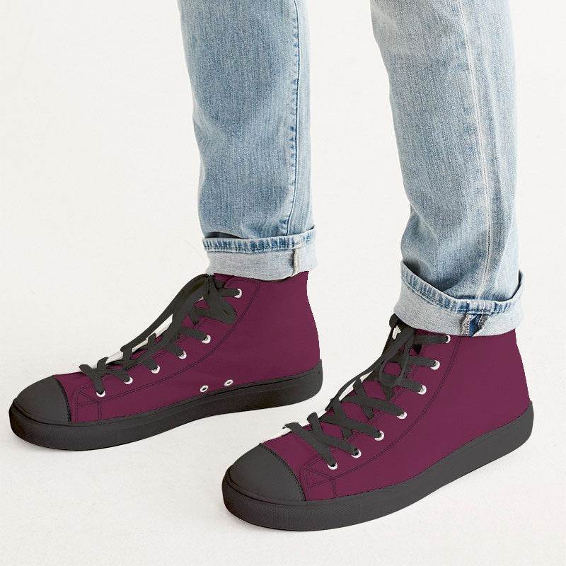 Bordeaux Men's High-Top Canvas Sneakers (PI-MU-DE) - Man CloseUp