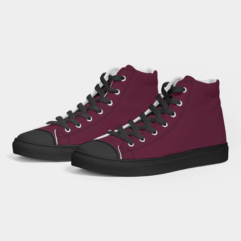 Bordeaux Men's High-Top Canvas Sneakers (PI-MU-DE) - Side 3