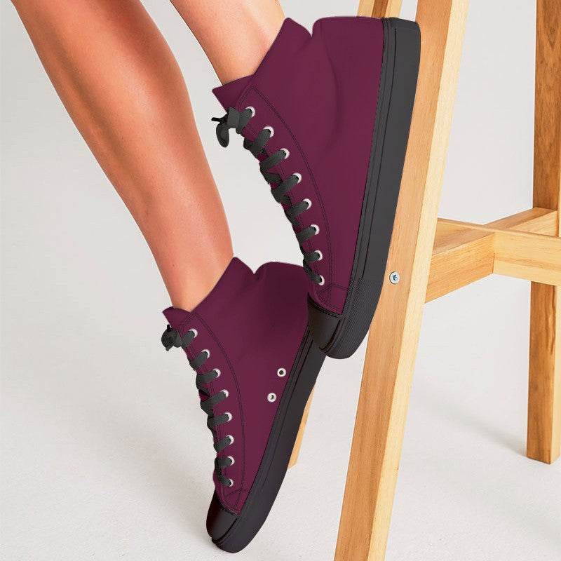 Bordeaux Women's High-Top Canvas Sneakers (PI-MU-DE) - Woman CloseUp
