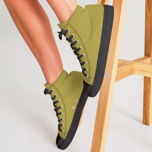 Brass Yellow Women's High-Top Canvas Sneakers (LY3-ME-MD) - Woman CloseUp