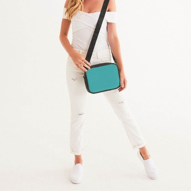 Bright Blue-Green Crossbody Bag (CBG2-BR-ME) - Woman Front