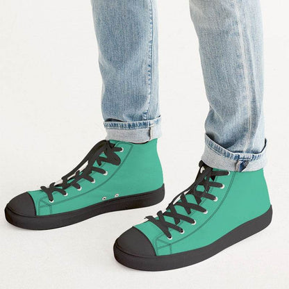 Bright Blue-Green Men's High-Top Canvas Sneakers (BGG1-BR-ME) - Man CloseUp