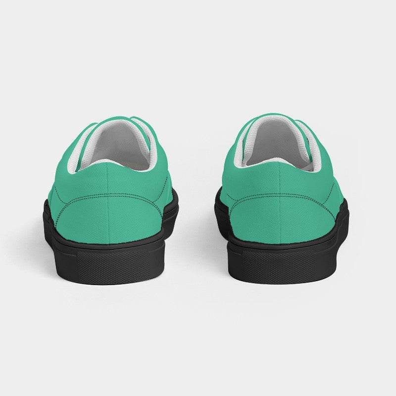 Bright Blue-Green Women's Canvas Sneakers (BGG1-BR-ME) - Back