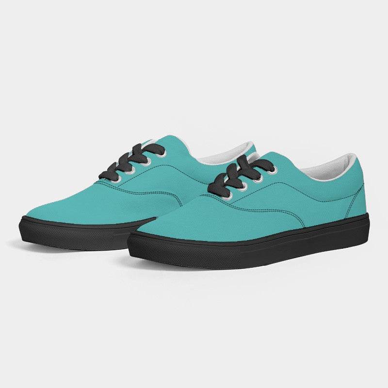 Bright Blue-Green Women's Canvas Sneakers (CBG2-BR-ME) - Side 3