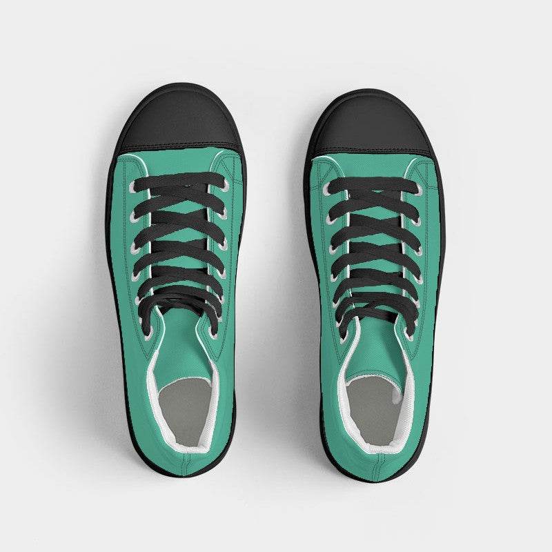 Bright Blue-Green Women's High-Top Canvas Sneakers (BGG1-BR-ME) - Top