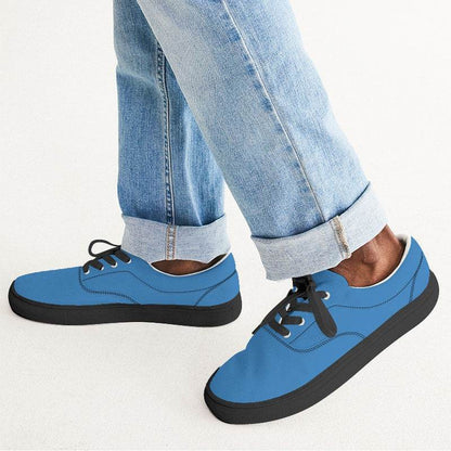 Bright Blue Men's Canvas Sneakers (IB3-BR-ME) - Man CloseUp