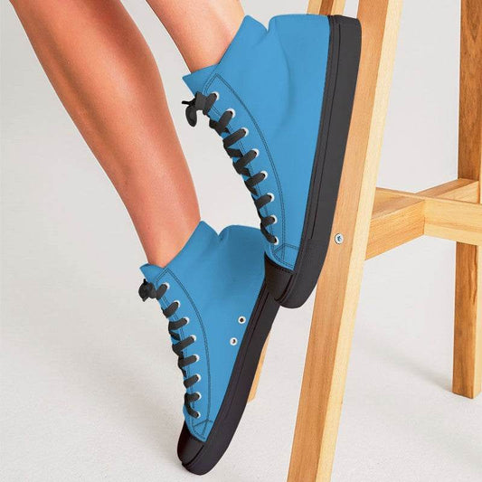 Bright Blue Women's High-Top Canvas Sneakers (B-BR-ME) - Woman CloseUp
