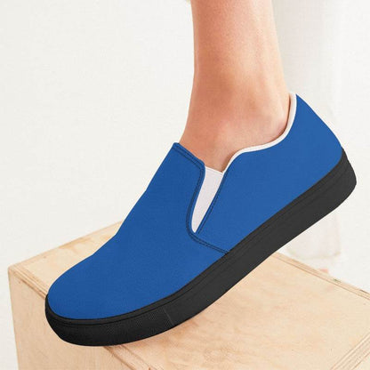 Bright Blue Women's Slip-On Canvas Sneakers (IB2-BR-ME) - Woman CloseUp