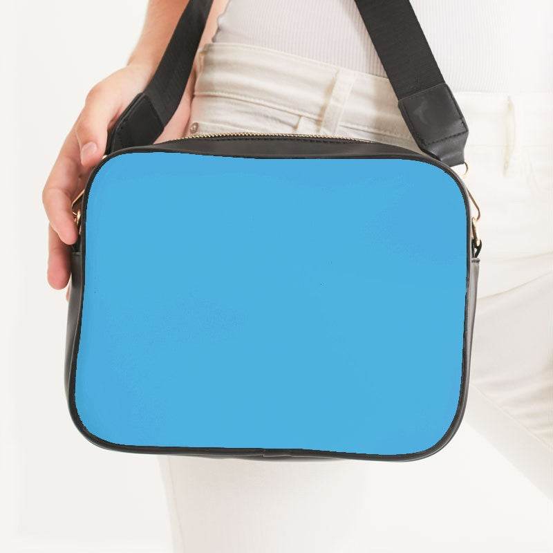 Bright Cyan Crossbody Bag (BC1-BR-ME) - Woman Front CloseUp