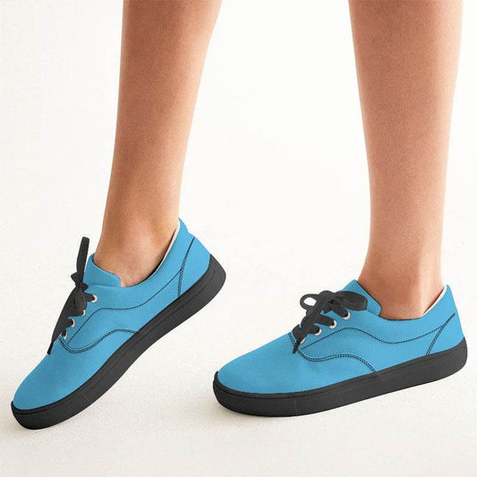 Bright Cyan Women's Canvas Sneakers (BC1-BR-ME) - Woman CloseUp