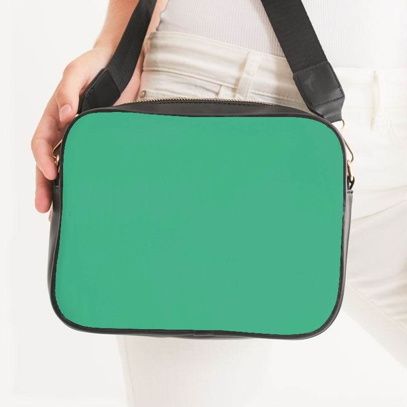 Bright Green Crossbody Bag (BGG2-BR-ME) - Woman Front CloseUp