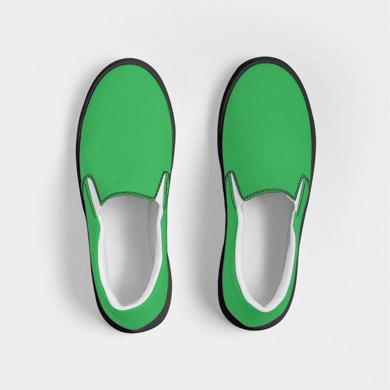 Bright Green Men's Slip-On Canvas Sneakers (G-BR-ME) - Top