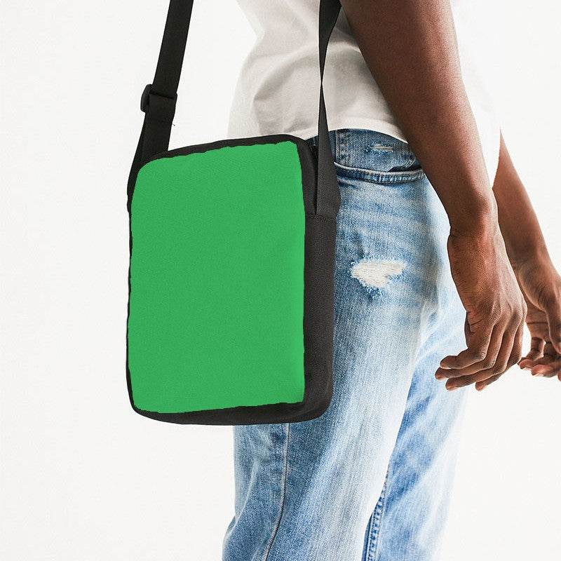 Bright Green Messenger Pouch (G-BR-ME) - Man Side CloseUp