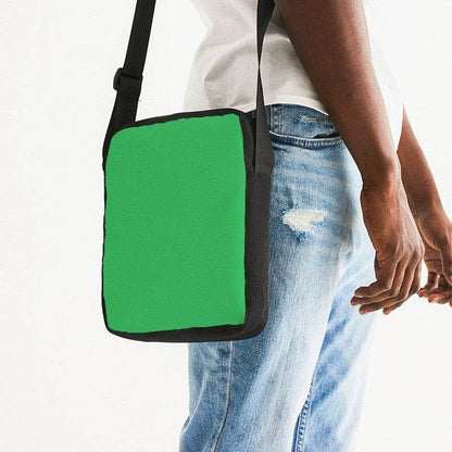 Bright Green Messenger Pouch (G-BR-ME) - Man Side CloseUp