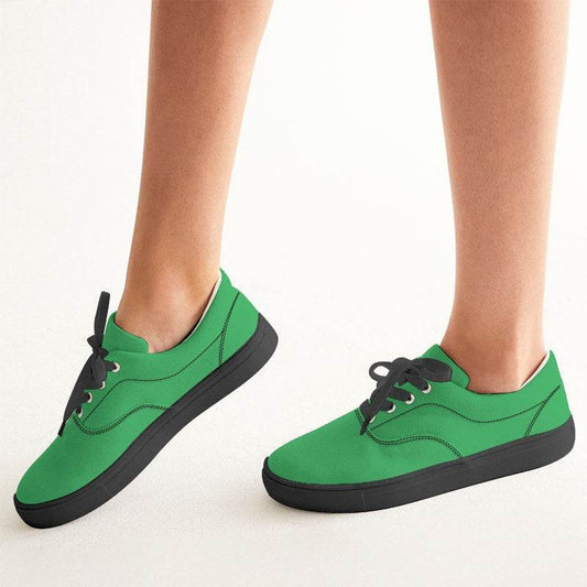 Bright Green Women's Canvas Sneakers (G-BR-ME) - Woman CloseUp