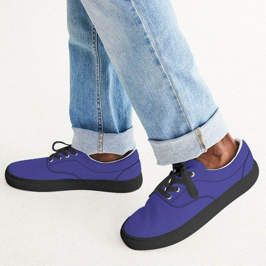Bright Indigo Men's Canvas Sneakers (PUI3-BR-ME) - Man CloseUp