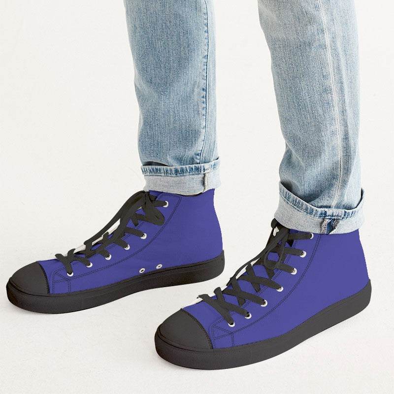 Bright Indigo Men's High-Top Canvas Sneakers (PUI3-BR-ME) - Man CloseUp