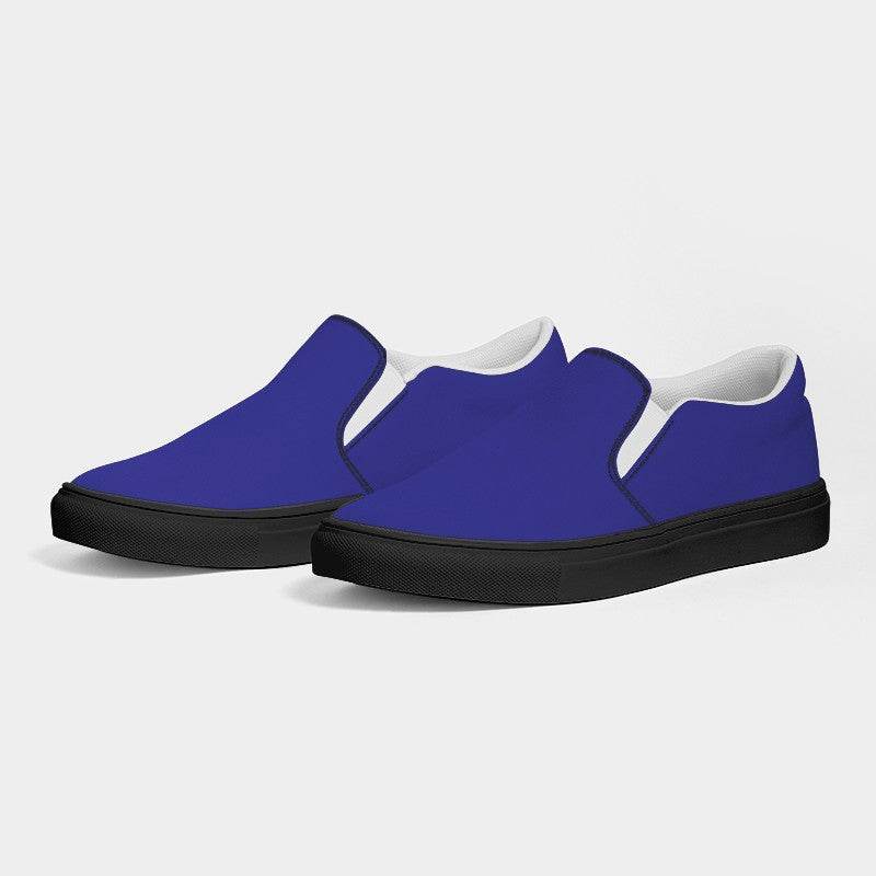 Bright Indigo Women's Slip-On Canvas Sneakers (PUI3-BR-ME) - Side 3