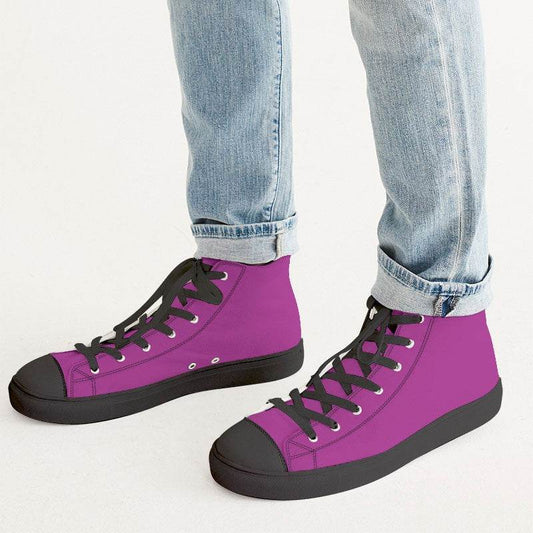 Bright Magenta Men's High-Top Canvas Sneakers (PIM3-BR-ME) - Man CloseUp