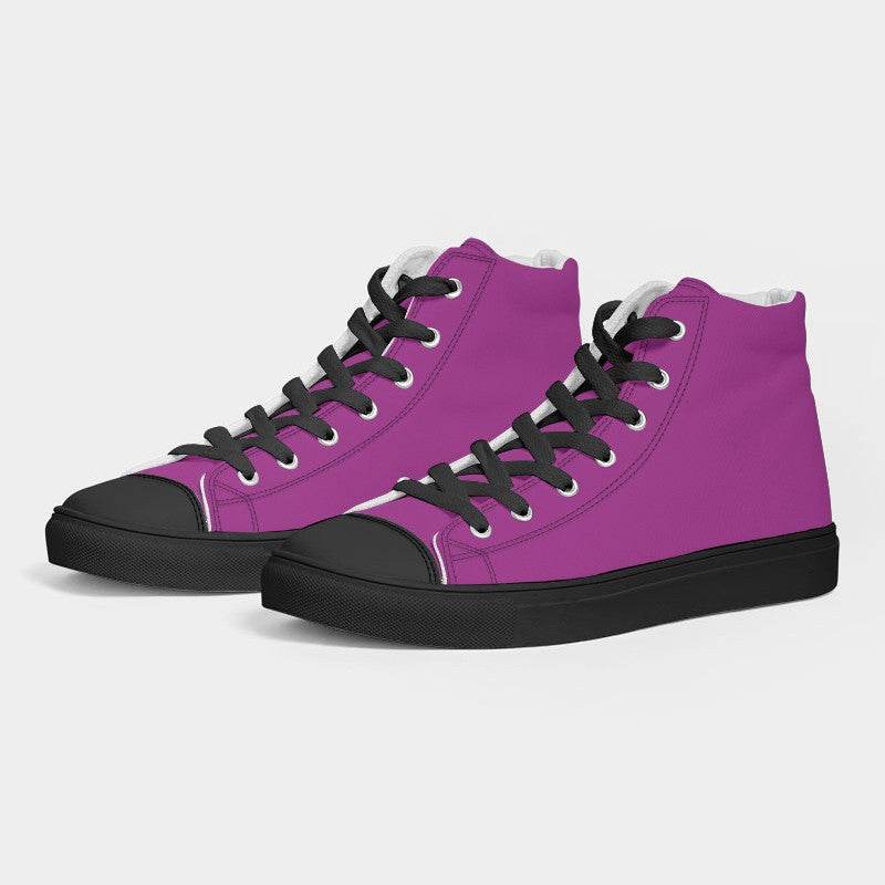 Bright Magenta Men's High-Top Canvas Sneakers (PIM3-BR-ME) - Side 3