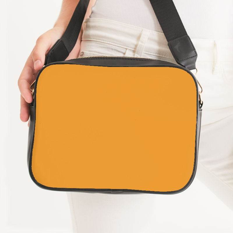 Bright Orange Crossbody Bag (YO3-BR-ME) - Woman Front CloseUp