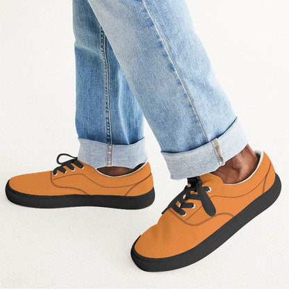 Bright Orange Men's Canvas Sneakers (OR1-BR-ME) - Man CloseUp