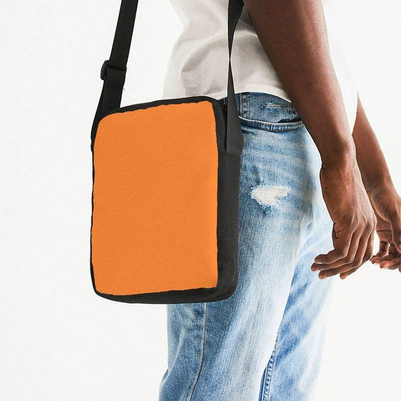 Bright Orange Messenger Pouch (OR1-BR-ME) - Man Side CloseUp