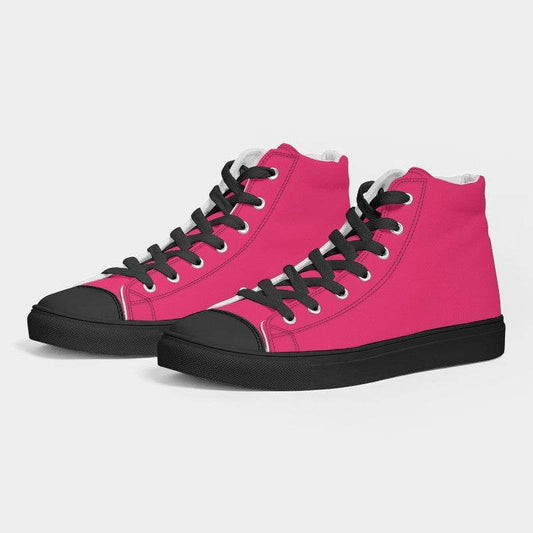 Bright Pink Men's High-Top Canvas Sneakers (RPI3-BR-ME) - Side 3