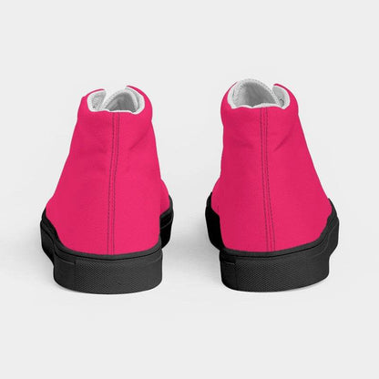 Bright Pink Women's High-Top Canvas Sneakers (RPI3-BR-ME) - Back