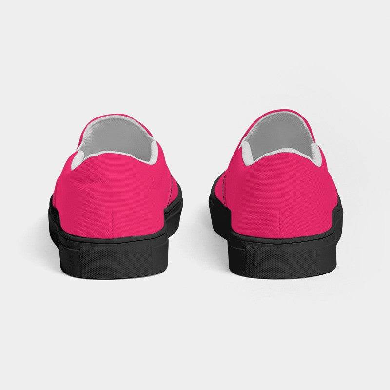 Bright Pink Women's Slip-On Canvas Sneakers (RPI3-BR-ME) - Back