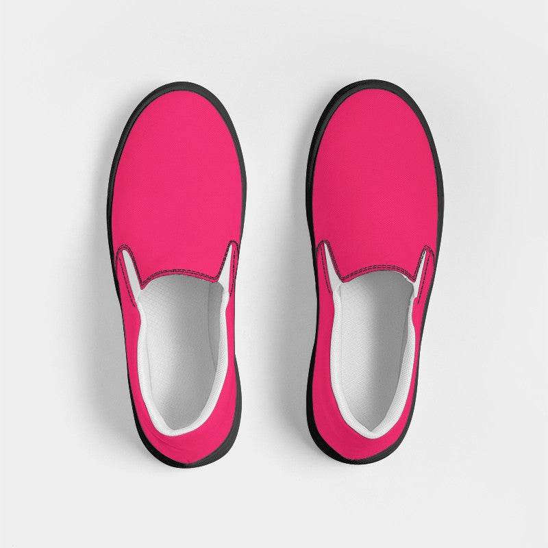 Bright Pink Women's Slip-On Canvas Sneakers (RPI3-BR-ME) - Top