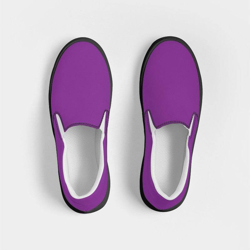 Bright Purple Men's Slip-On Canvas Sneakers (MPU1-BR-ME) - Top