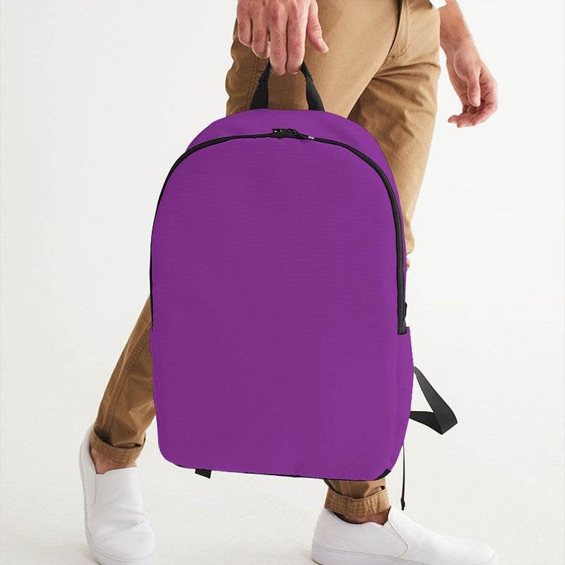 Bright Purple Waterproof Backpack (MPU1-BR-ME) - Man Holding CloseUp