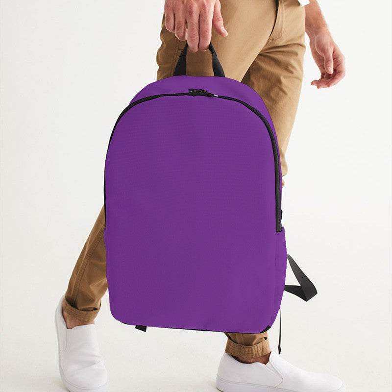 Bright Purple Waterproof Backpack (MPU2-BR-ME) - Man Holding CloseUp