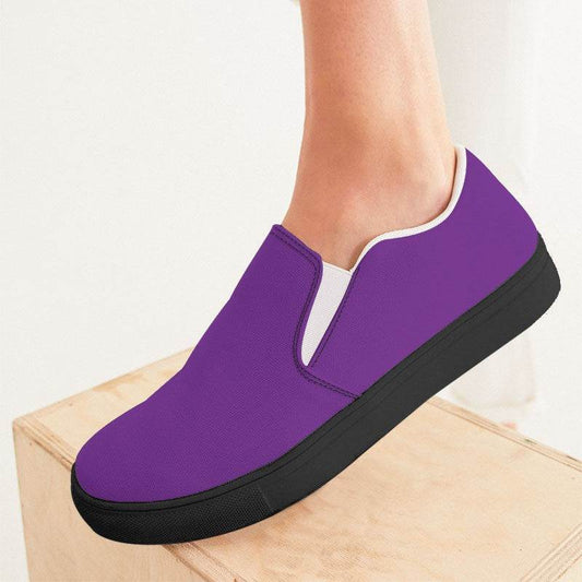 Bright Purple Women's Slip-On Canvas Sneakers (MPU2-BR-ME) - Woman CloseUp