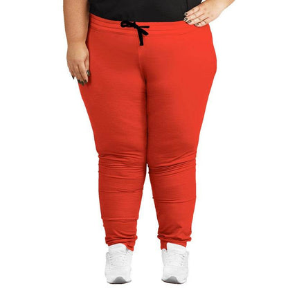 Bright Red Joggers PLUS (R-BR-ME) - Woman Front PLUS