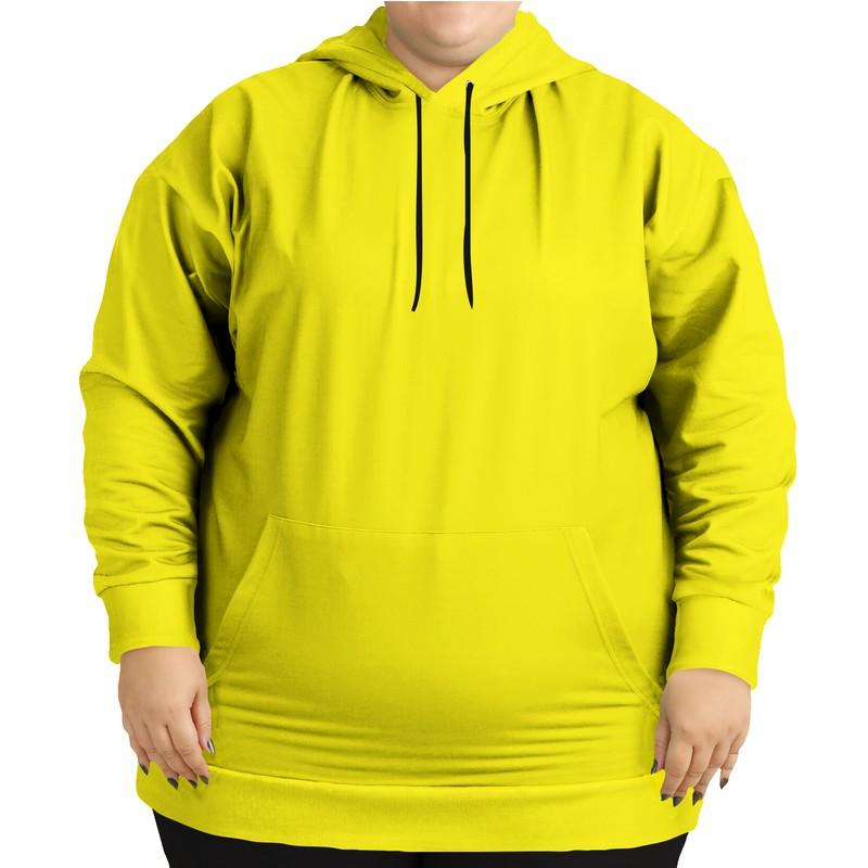 Bright Yellow Hoodie (C0M0Y100K0) - Woman Front PLUS