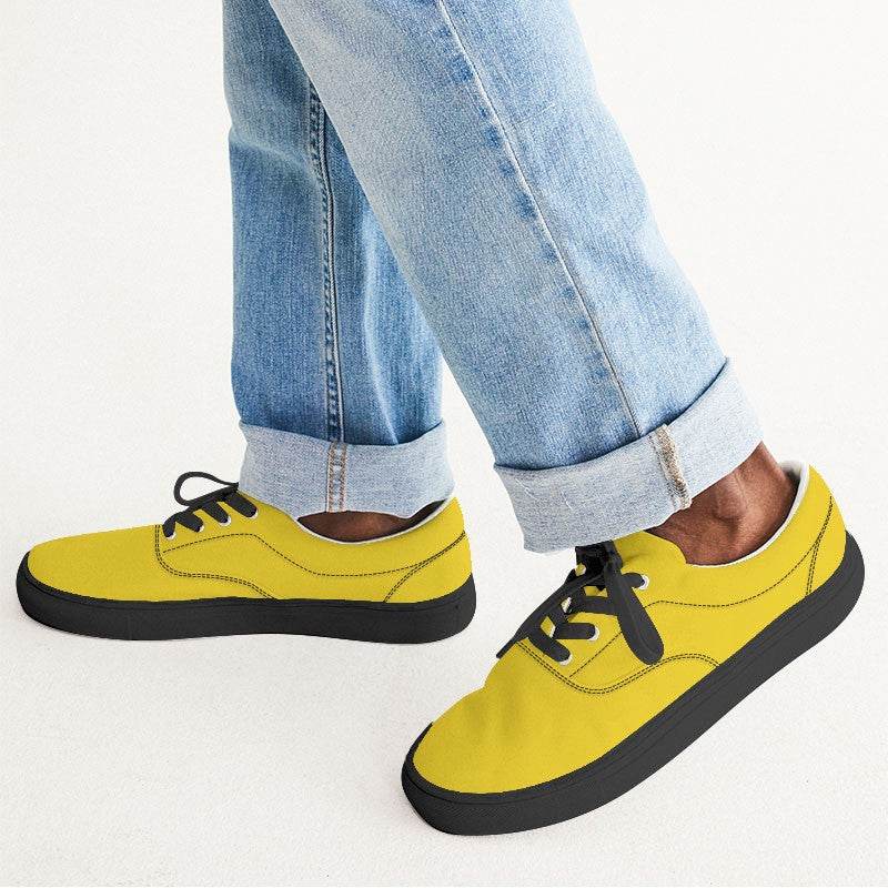 Bright Yellow Men's Canvas Sneakers (LY3-BR-ME) - Man CloseUp