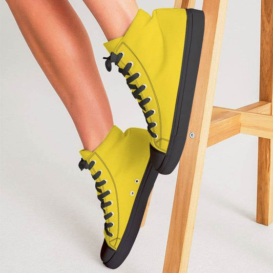 Bright Yellow Women's High-Top Canvas Sneakers (LY3-BR-ME) - Woman CloseUp