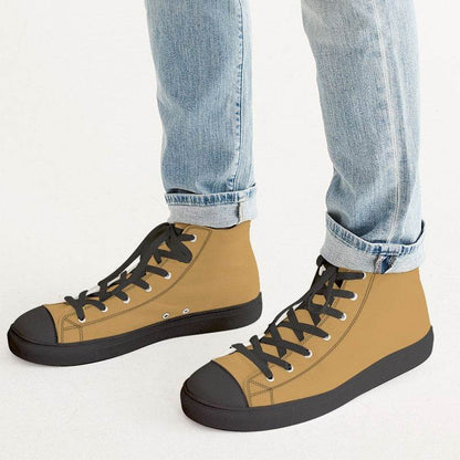 Bronze Men's High-Top Canvas Sneakers (YO2-ME-ME) - Man CloseUp