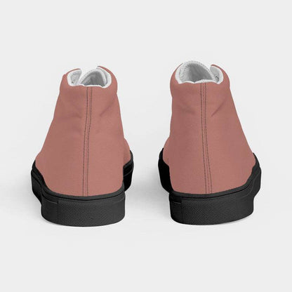 Brown-Pink Men's High-Top Canvas Sneakers (R-FM-ML) - Back
