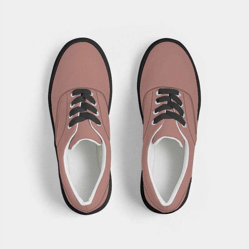 Brown-Pink Women's Canvas Sneakers (R-FM-ML) - Top
