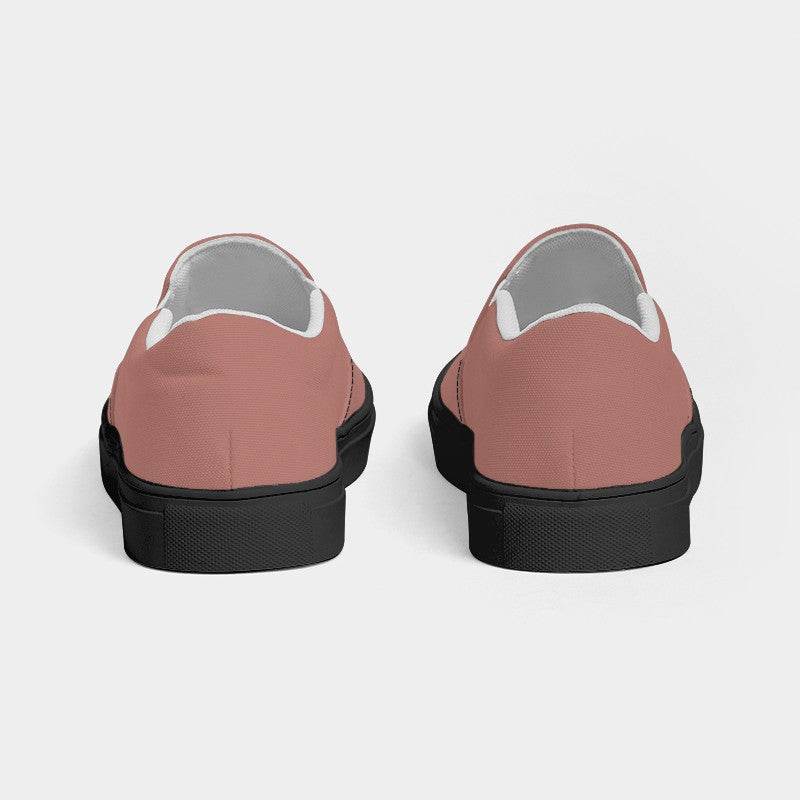 Brown-Pink Women's Slip-On Canvas Sneakers (R-FM-ML) - Back
