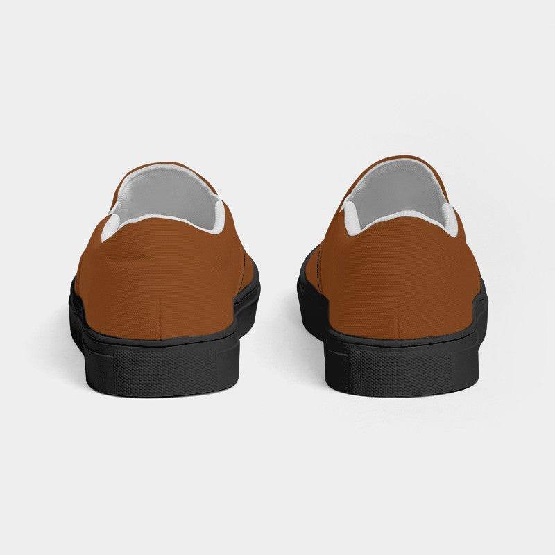 Brown Women's Slip-On Canvas Sneakers (OR1-ME-DE) - Back