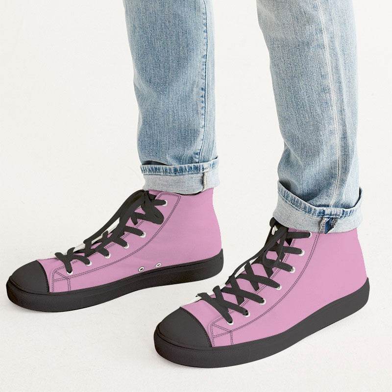 Bubblegum Pink Men's High-Top Canvas Sneakers (PIM2-MU-LI) - Man CloseUp