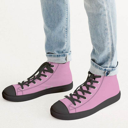 Bubblegum Pink Men's High-Top Canvas Sneakers (PIM2-MU-LI) - Man CloseUp