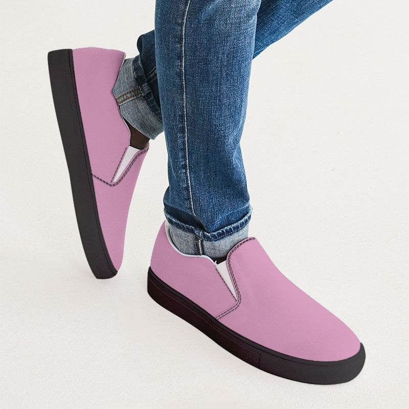 Bubblegum Pink Men's Slip-On Canvas Sneakers (PIM2-MU-LI) - Man CloseUp