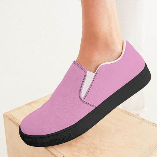 Bubblegum Pink Women's Slip-On Canvas Sneakers (PIM2-MU-LI) - Woman CloseUp